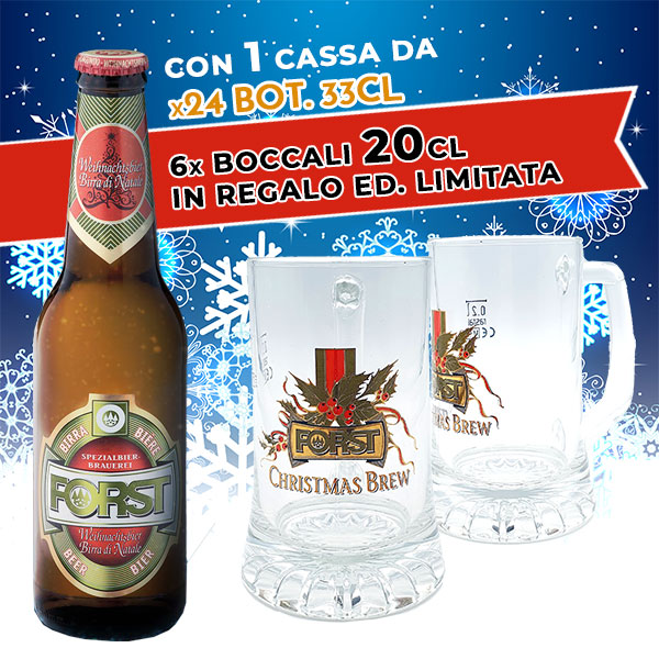 Promo Birra di Natale Forst Christmas Brew 33cl x24pz- In omaggio 6 boccali 20cl