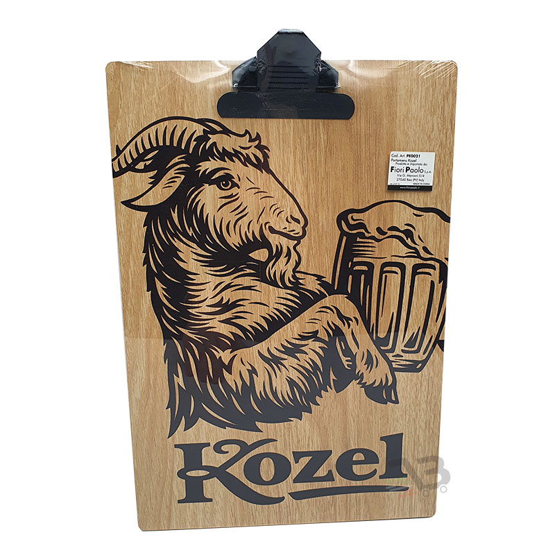 Portamenù / Portablocco in legno Kozel birra